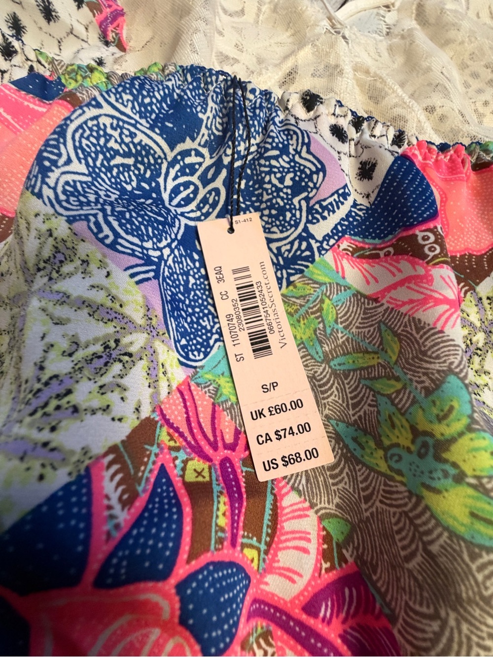 Victoria's Secret White Lace Bustier Chemise with Multi-Color Floral Print - Picture 4 of 5